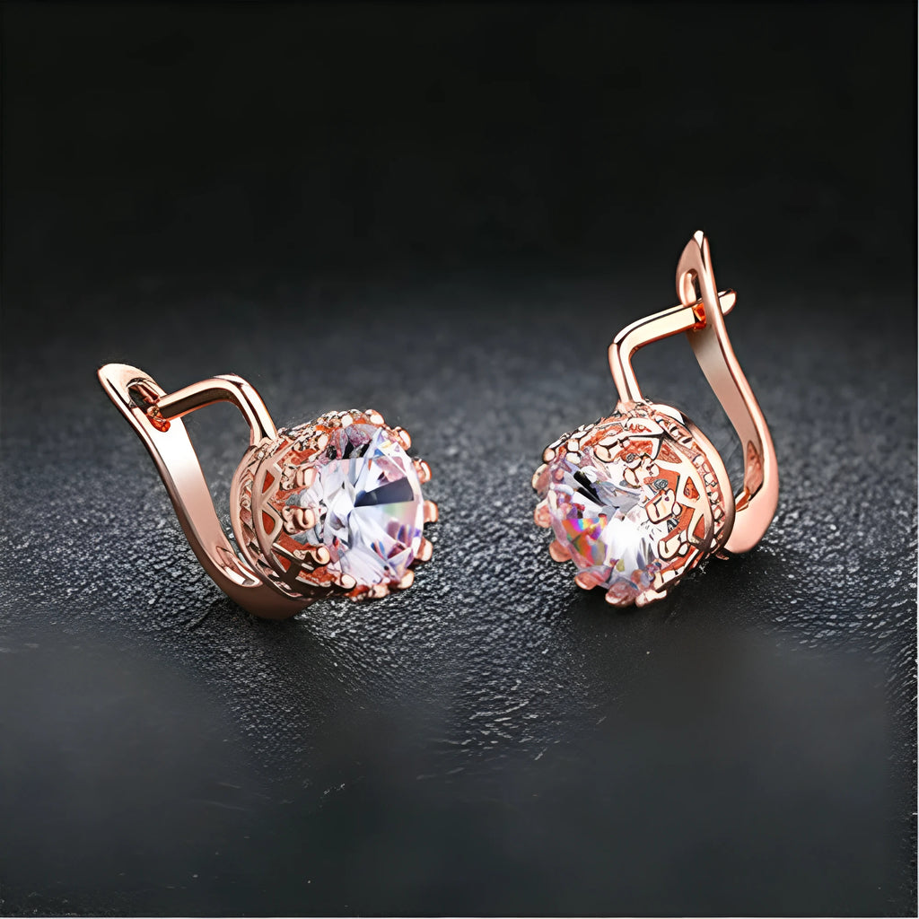 Korean-style retro crown shaped ear clips in copper with rose gold or white gold colour finish.