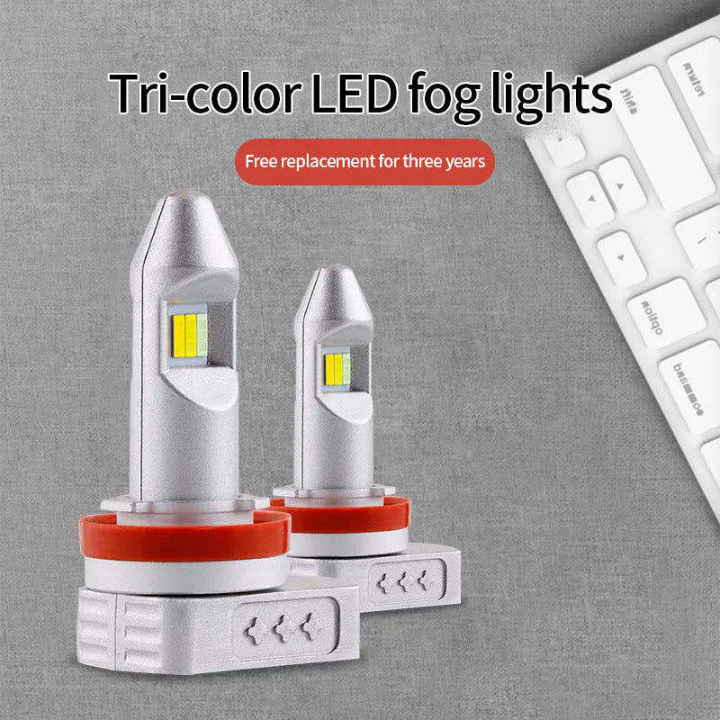 Single LED fog lamp bulb with aluminium housing, showing connector types H8 H9 H11 9005 9006 PSX24 PSX26.