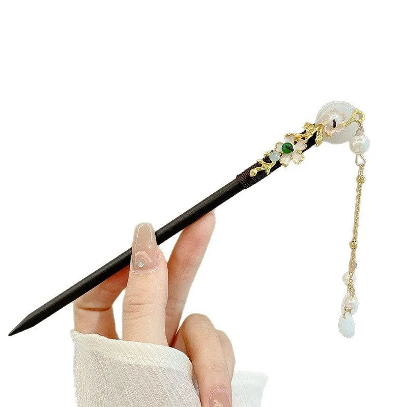 New Chinese style updo hair clasp alloy electroplated antique floral hairpin