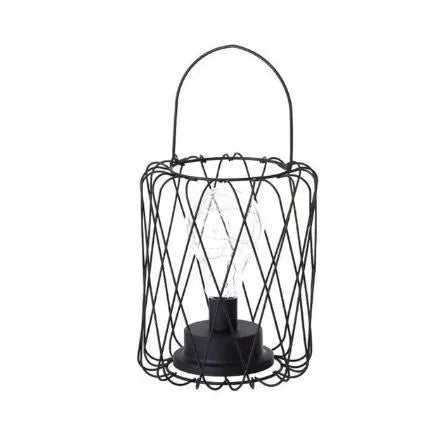 Minimalist hollow wrought iron table lamp with warm white LED light in decorative bottle style