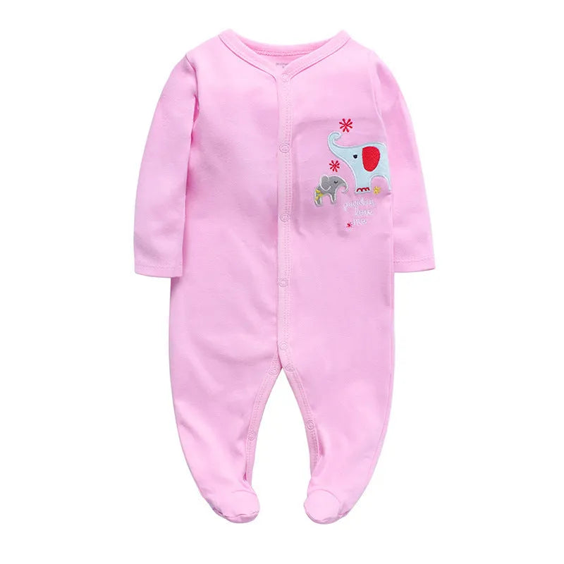 Cotton one-piece baby romper with dinosaur print for infants 3-12 months