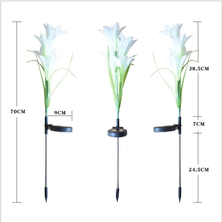 Outdoor solar garden light with 7 colourful LEDs and lily design, IP65 waterproof