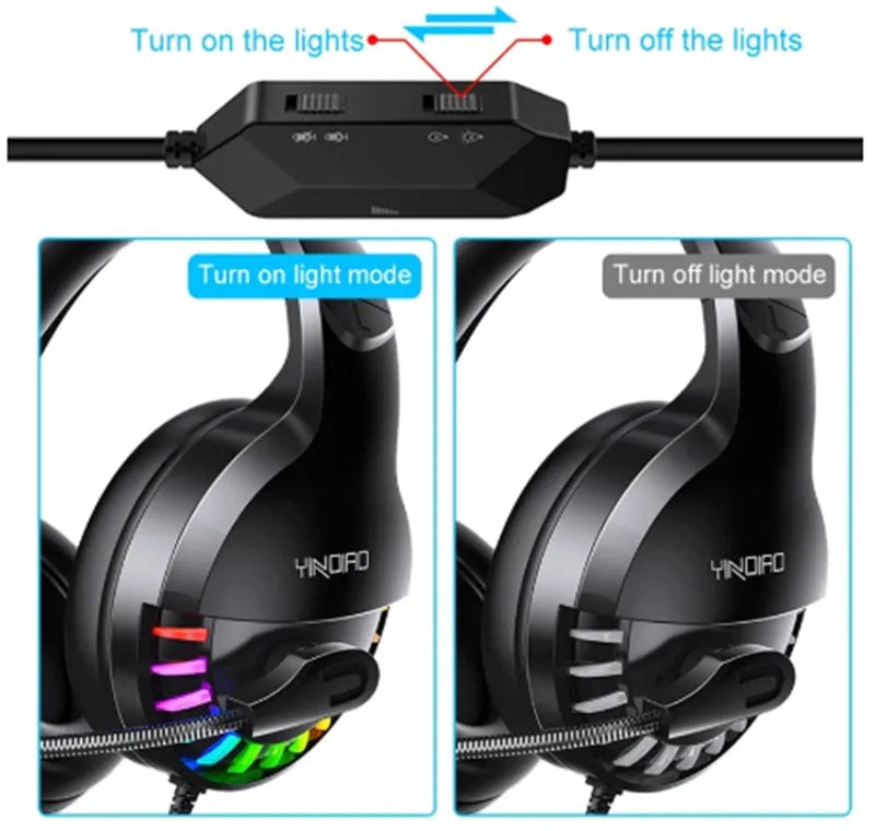 Black wired gaming headset with microphone and sound card line control featuring 3.5mm plug