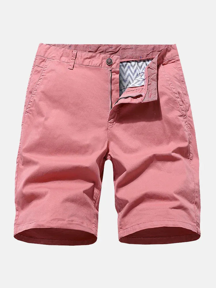 Men's blue denim shorts with elasticated waistband and straight loose leg.