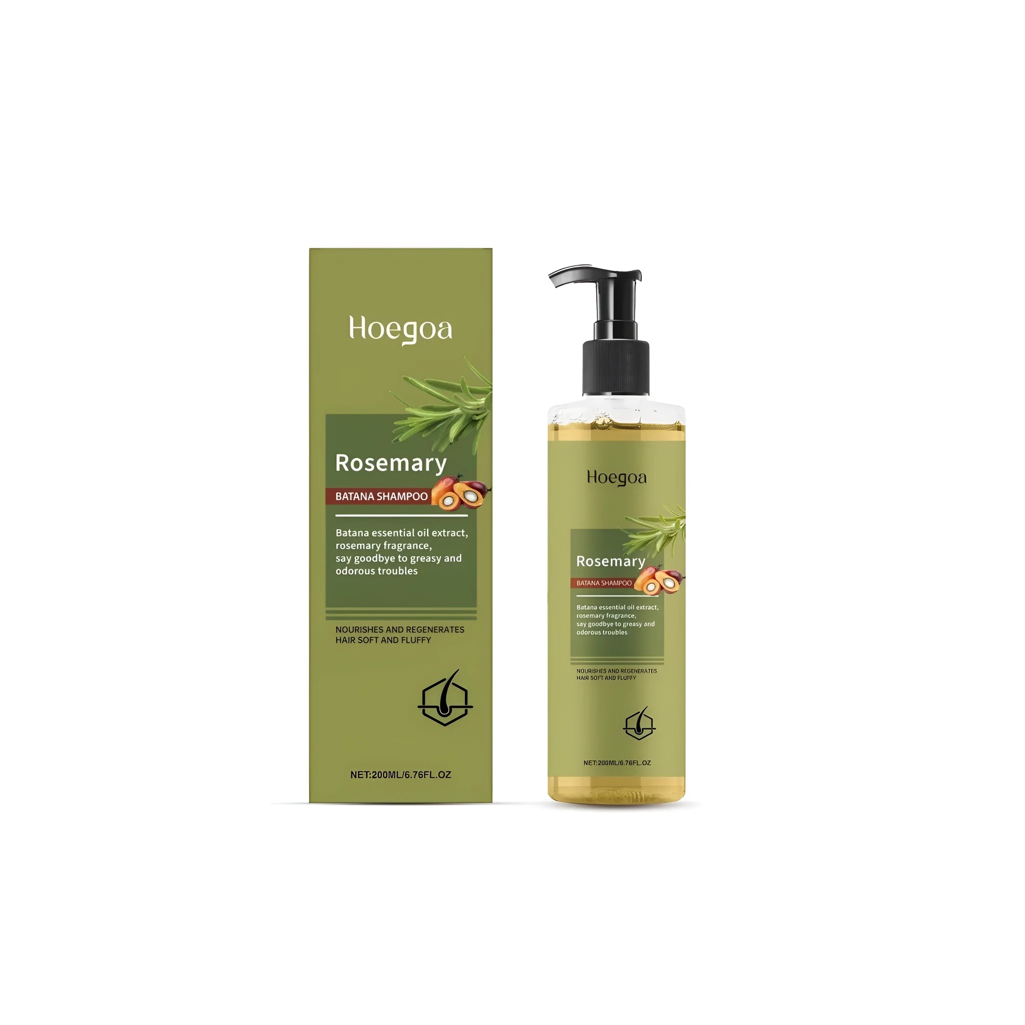 200ml bottle of Rosemary Hair Growth Shampoo with botanical extract formula.
