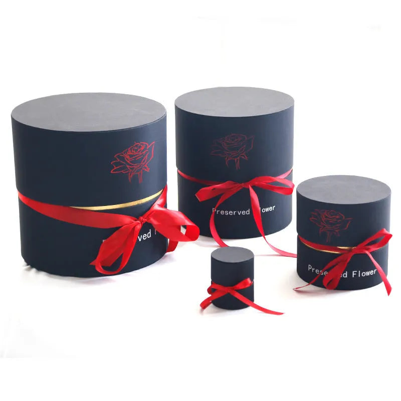 Boxed set of preserved real red roses in a gift box for Valentines Day.