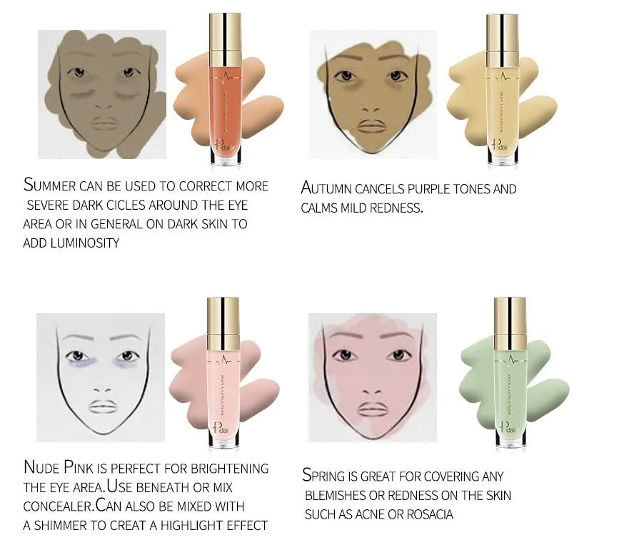 PUDAIER 5ml liquid concealer in tube packaging with colour options label
