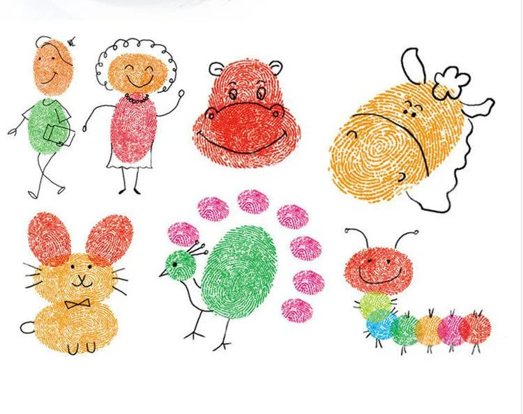 Kindergarten finger print mud set with 16cm inkpad, non-toxic washable pigment and picture albums