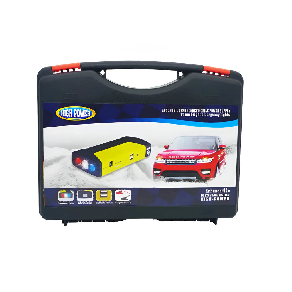 TM15A car emergency jump starter with 200A current, USB port, in green colour on white background