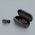 Black true wireless Bluetooth earbuds with bilateral stereo design for hands-free calls and music