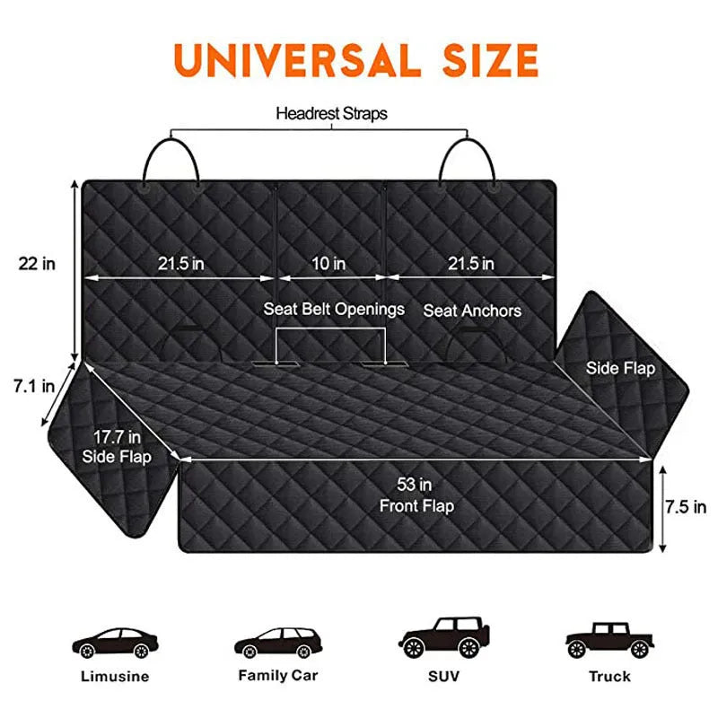 Black cloth car rear seat load pad for dogs with water and dirt resistance, designed for Volkswagen Currency