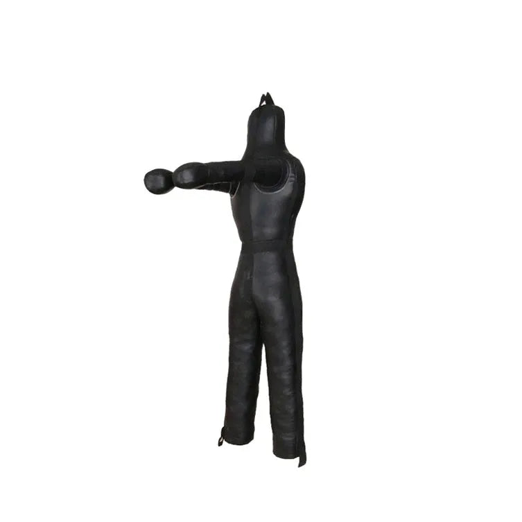 Humanoid Punching Bag Boxing Wrestling Sparring Dummy Explosion-Proof Space Leather Hollow Self-Filling Fire Fighting Training Two-Leg Dummy for Martial Arts Sanda and Fitness Workout Black or Red