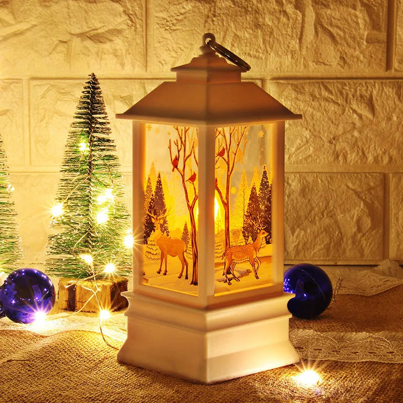 3D Christmas theme chandelier LED plywood disc light 21 x 21.6cm warm white with Santa Claus and snowman design