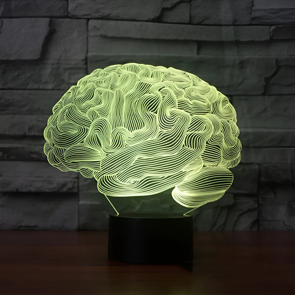 3D illusion LED desk lamp with acrylic brain design and remote control for colour changing operation
