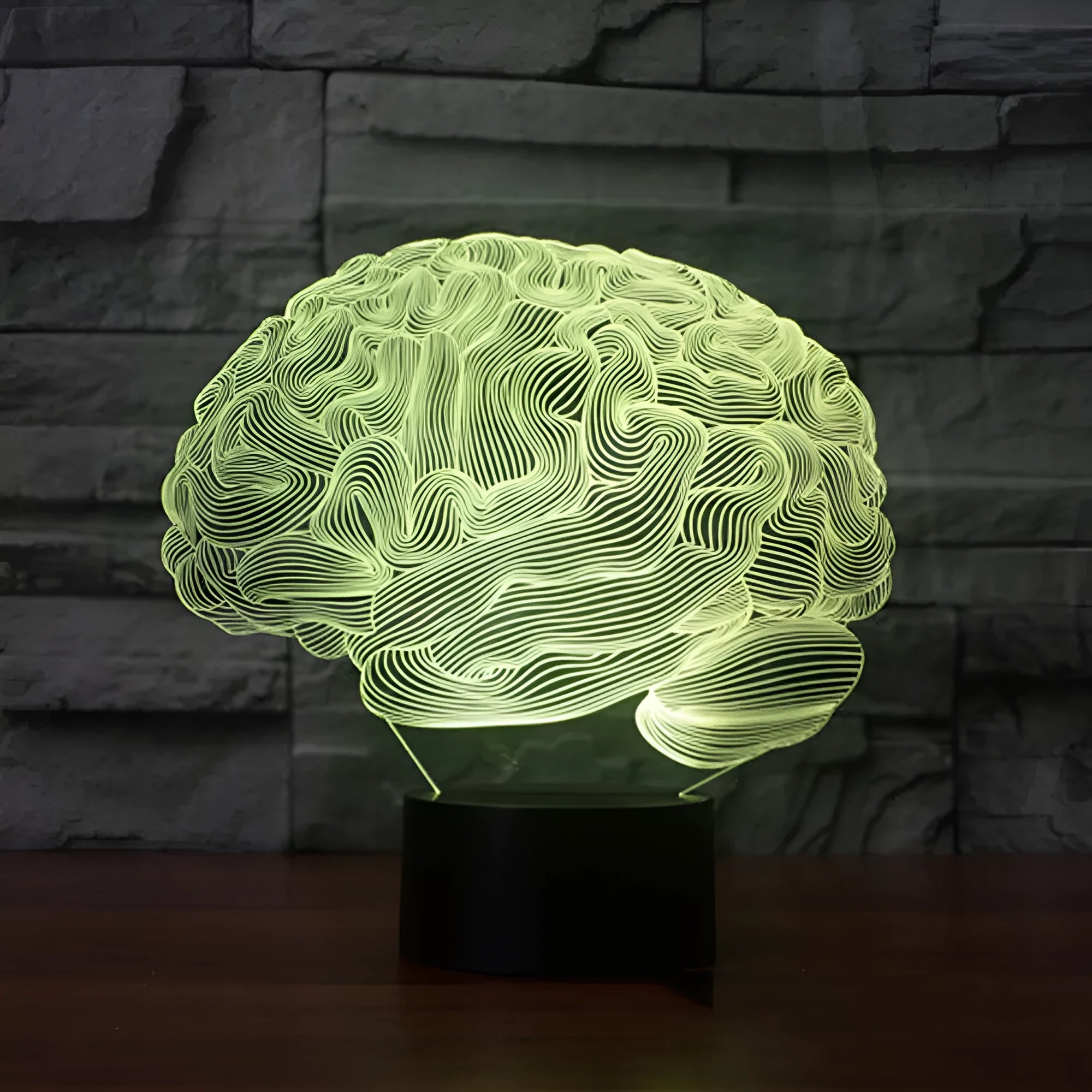 3D illusion LED desk lamp with acrylic brain design and remote control for colour changing operation
