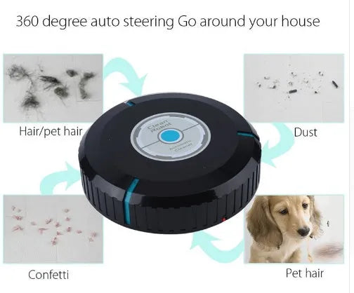 Auto cleaner robot vacuum, slim 22.5cm microfiber mop, black or white, cordless bagless