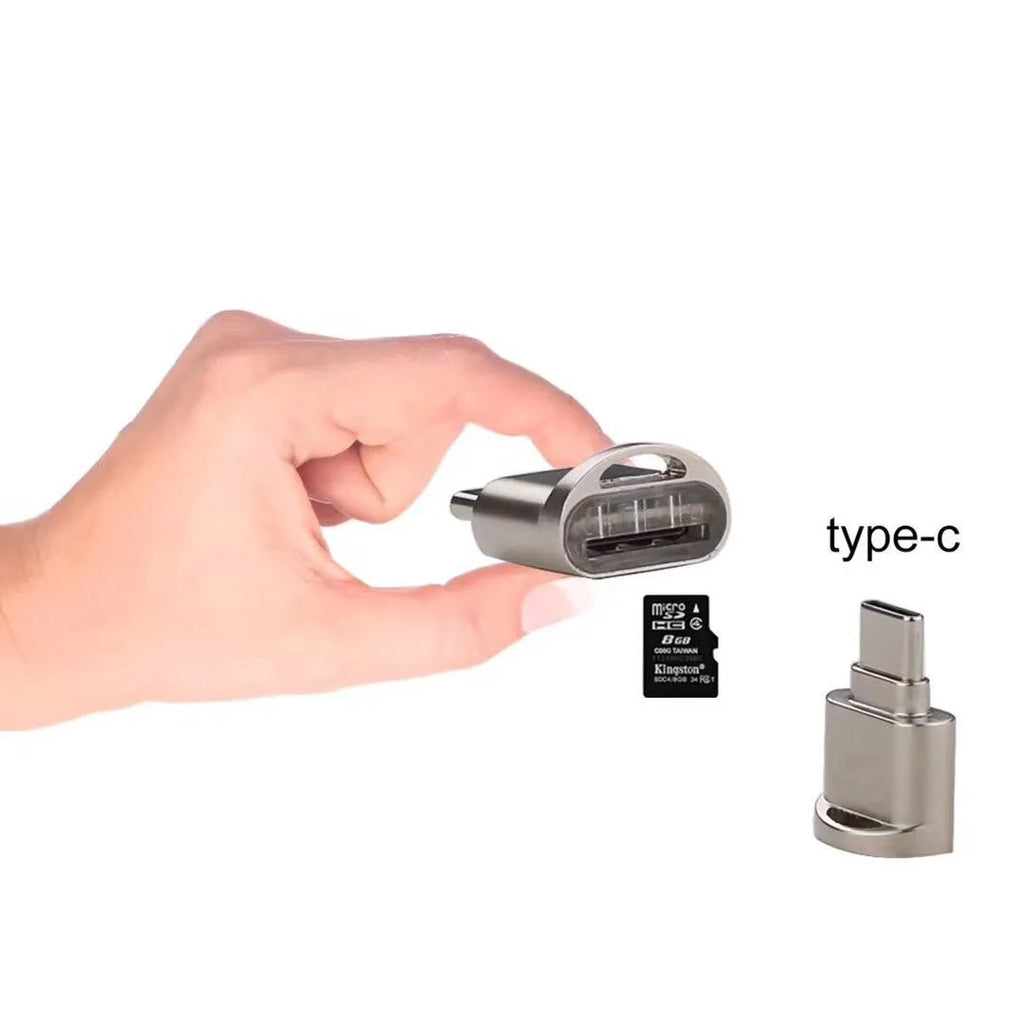 Gold metal micro USB TF card reader adapter for Android smartphones