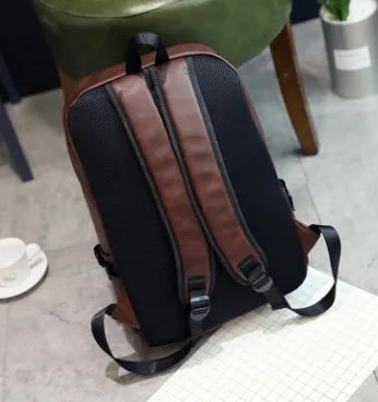 PU men's shoulder bag casual square vertical section double strap soft handle black