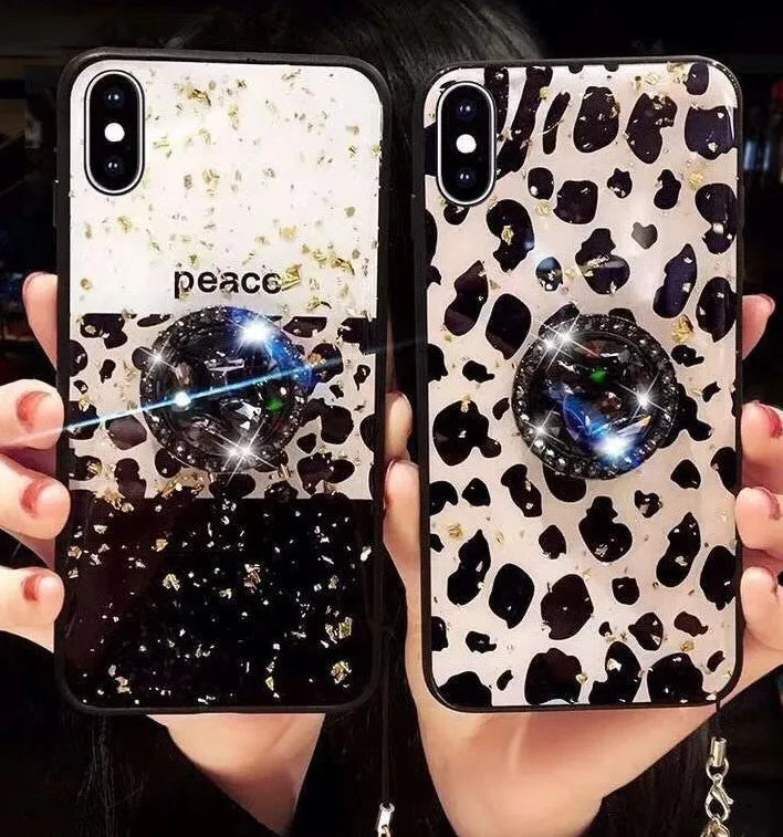 Leopard print TPU phone case back cover in full colour for Galaxy and iPhone models