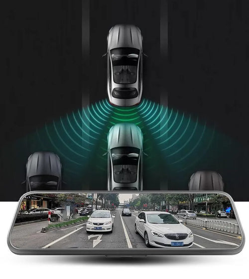 10 inch dual cameras driving recorder with full display screen mounted on car rearview mirror