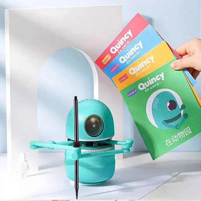 Painting robot for kindergarten children students with suction cup base and learning cards