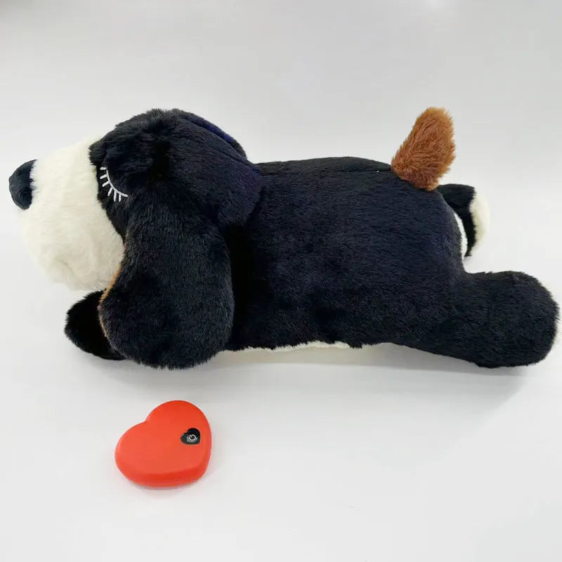 Pet anxiety companion sleep toy with heartbeat device in beige, for dogs and cats, 17x36x17 cm