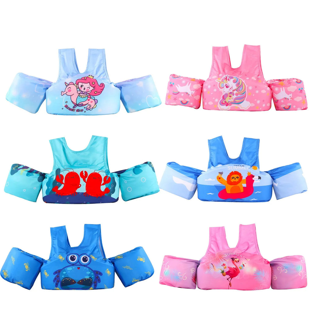 Cartoon children's arm swimming ring in polyester with lengthened design for swimming stability