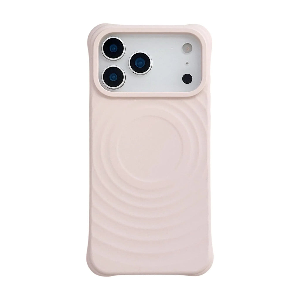 Wave ripple magnetic suction liquid silicone phone case in pink for iPhone 15 Pro Max all-inclusive cover