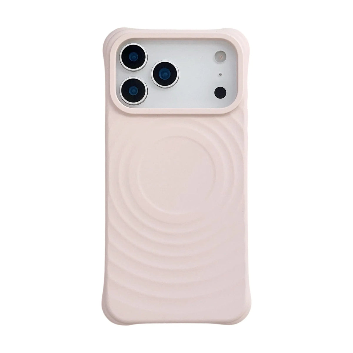 Wave ripple magnetic suction liquid silicone phone case in pink for iPhone 15 Pro Max all-inclusive cover