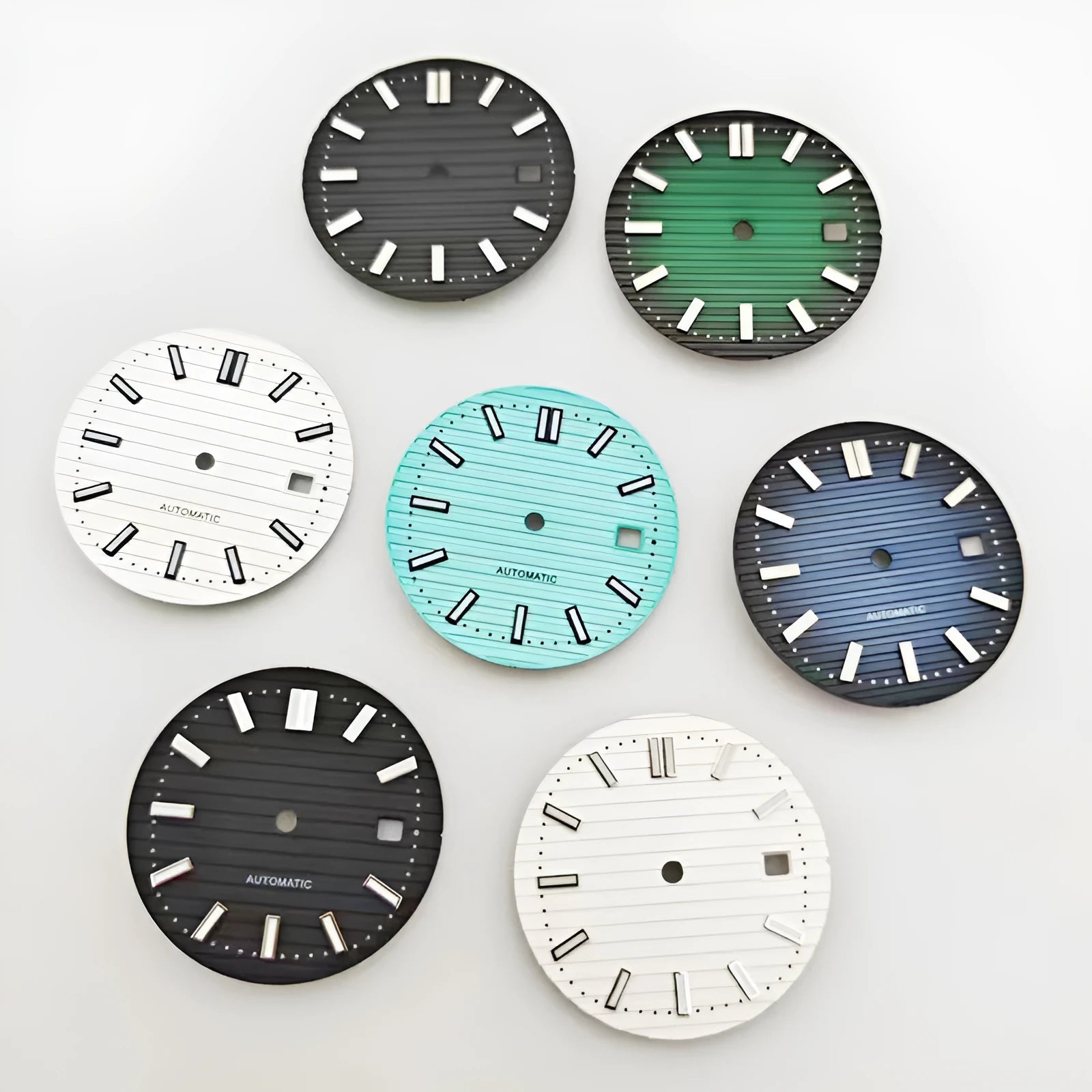 30.5mm solar stripe nail green luminous watch dial plate with matching hands for 2813 8215 movements