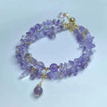 Double row natural ametrine bracelet with 8mm D178 colour beads on elastic thread