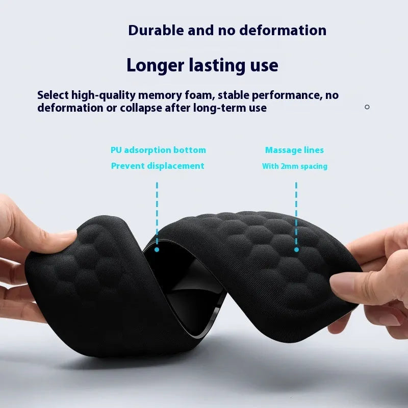 Memory foam mouse wrist pad with silicone base in black cloth cover option