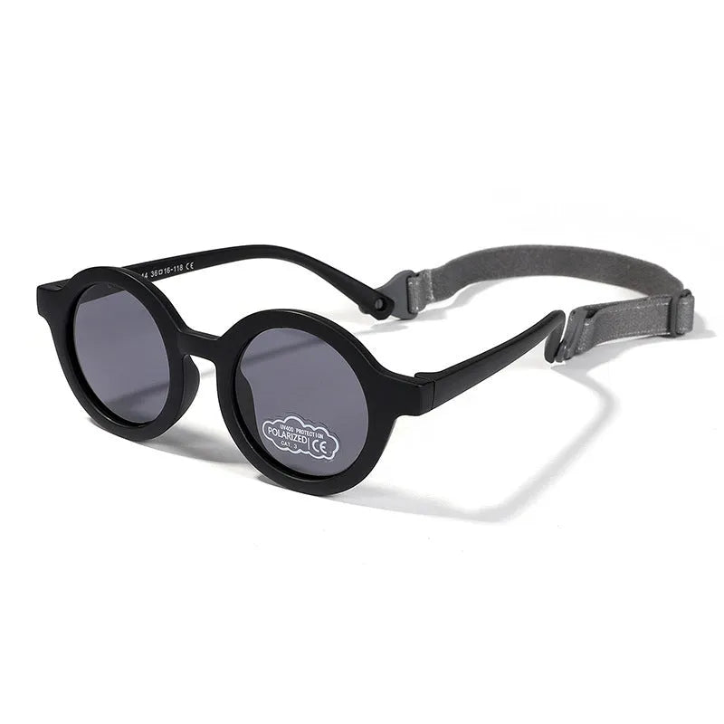 Children's round frame sunglasses with polarised TAC lenses and soft TPEE frame for ages 0-3 years