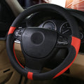 Green leather steering wheel cover for sedans, 38cm diameter, all seasons