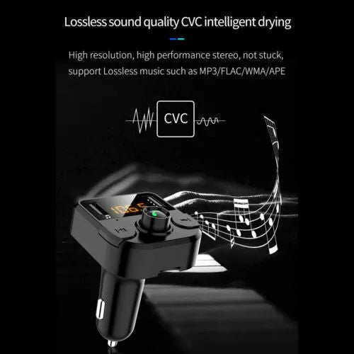 Black car MP3 player Bluetooth FM transmitter with LED dot matrix screen for 12V-24V vehicles