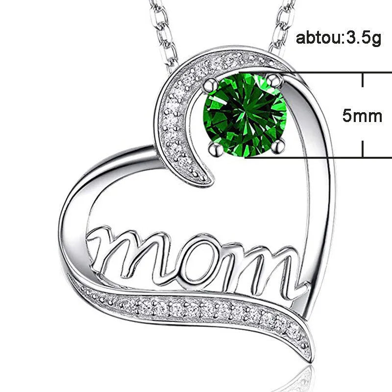 Heart claw necklace with zircon and artificial gem on copper chain, green colour, pendant 2.5x2.3cm