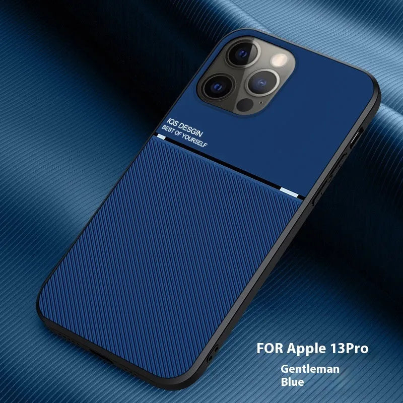 Promax textured magnetic silicone phone case for Apple iPhone 14 series in black with leather-style finish