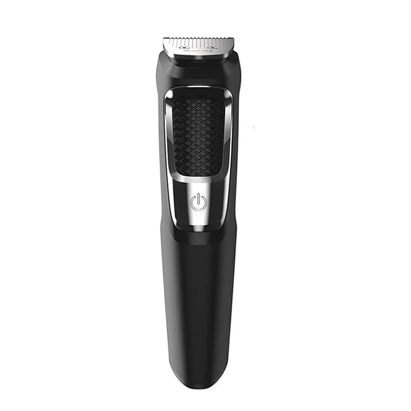 A standard-colour nose and beard hair clipper with a compact design, shown with a cleaning brush.