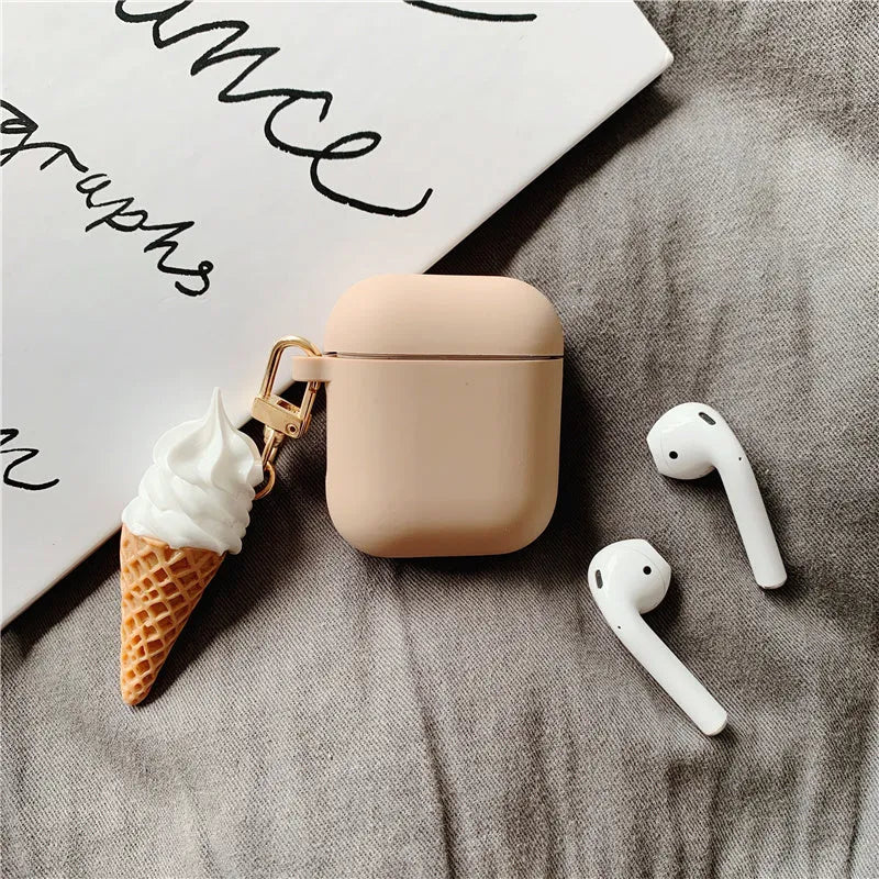 Translucent silicone protector case for Apple AirPods 2 in cylinder ice cream design