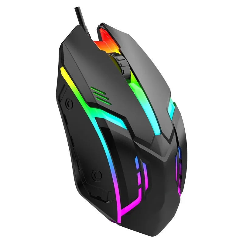 E-sports weighted wired mouse in black with USB cable, large design, photoelectric sensor