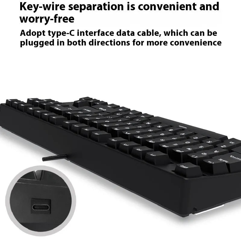 87-key wired mechanical gaming keyboard with hot-swappable switches in dual-colour keycap configuration