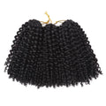 Crochet hair extension wig in Black, 8 inches length, 100g weight, with 3 strips and 60 roots total