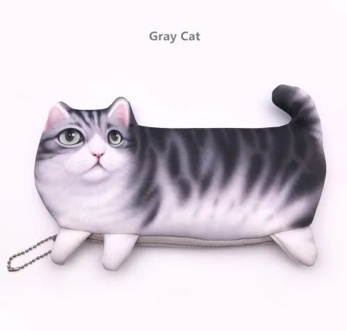 Cute cat design 3D printed cosmetic bag with zip closure in a choice of colours.