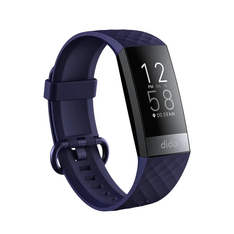 Y6 Black smart bracelet with touchscreen displaying heart rate and blood pressure readings