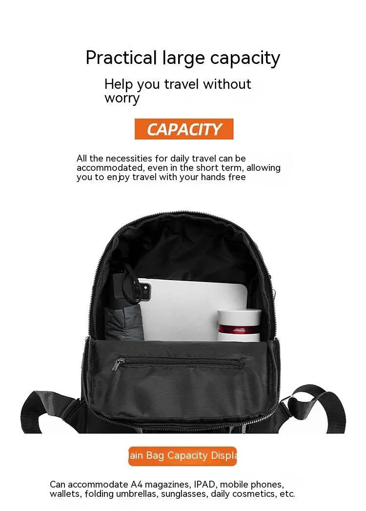 Women's Oxford cloth backpack with large capacity, anti-theft design, and multiple pockets in Black