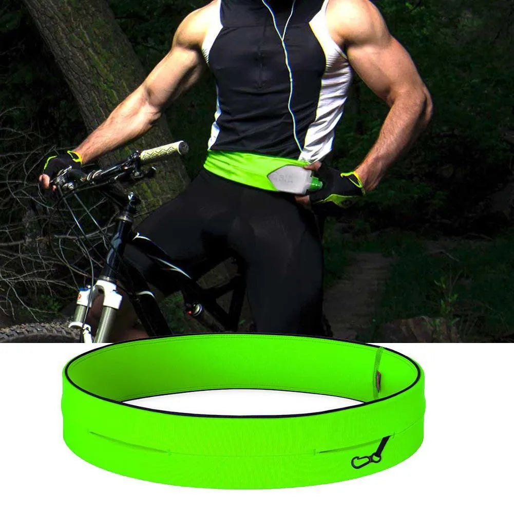 Adjustable spandex sports belt in black with ergonomic design for running and cycling