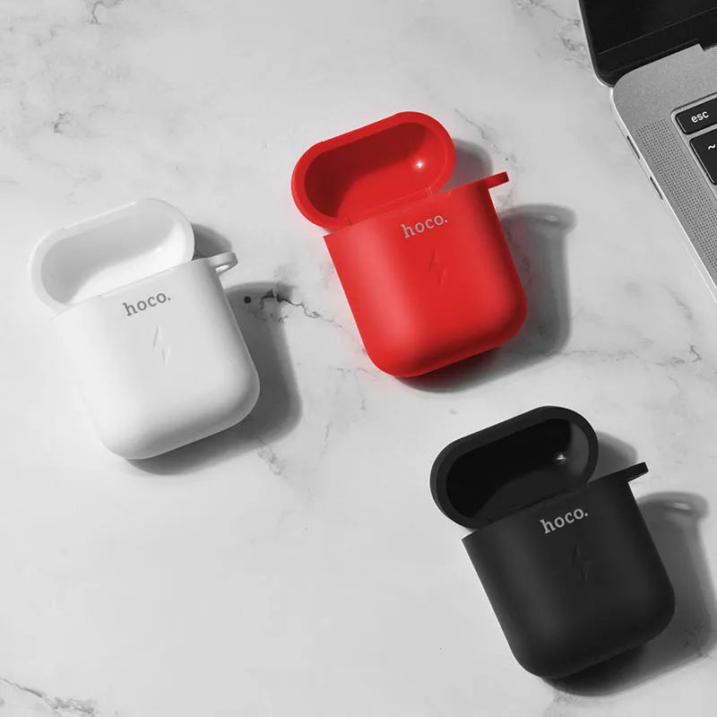 Hoco silicone headphone case for AirPods in black with wireless charging support