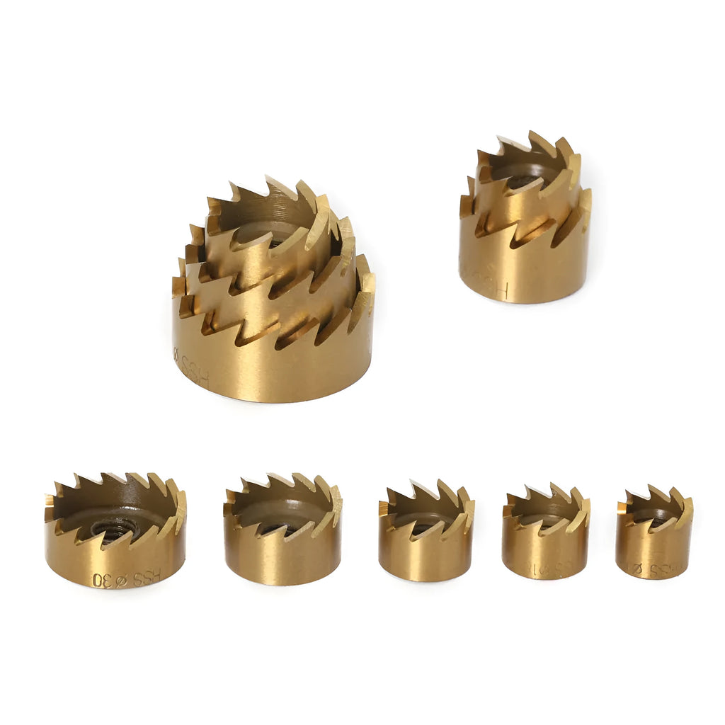 HSS hole opener in plastic box with two material grades standard and 4341 for metal cutting