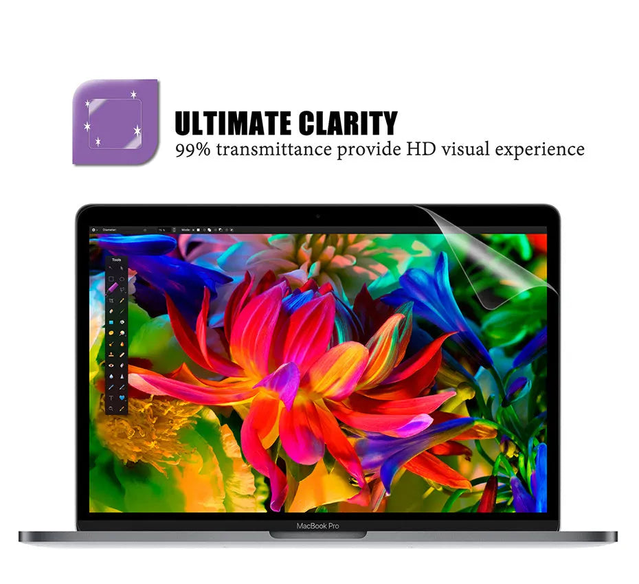 Matte anti-glare screen protector film for 13-inch MacBook Pro with installation tools.