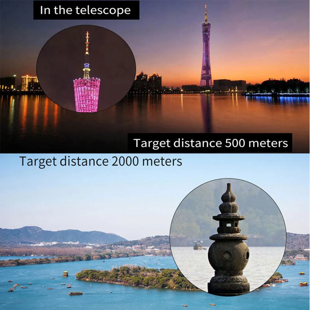 Black 20x50 monocular telescope showing objective lens and eyepiece